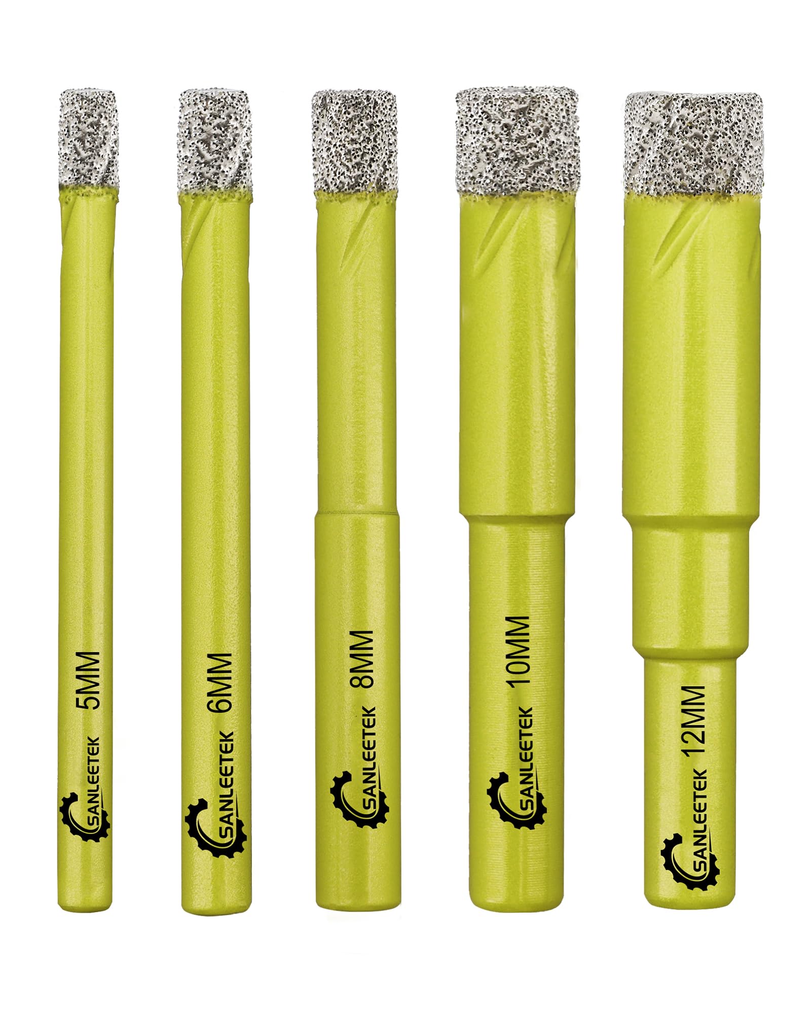 Dry Diamond Drill Bits Set - 5pcs 5/6/8/10/12mm Diamond Hole Saw Kit with Round Shank for Marble Granite Ceramic Porcelain Tile Quartz SANLEETEK — image 1