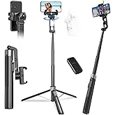 71" Selfie Stick Tripod for iPhone/Android, Auto Face Tracking Tripods with Light, Upgrade Strong Gimbal Stabilizer 360 Rotat
