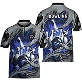 BOZENTIM Bowling Polo Shirts 3D for Men & Women, Bowling Jersey Shirt, Team Bowling Shirts Short Sleeve Polo Gift