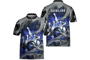 BOZENTIM Bowling Polo Shirts 3D for Men & Women, Bowling Jersey Shirt, Team Bowling Shirts Short Sleeve Polo Gift
