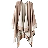 YnimioAOX Women's Shawl Wrap Poncho Sweater Open Front Cape for Fall Winter