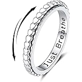 Anxiety Fidget Spinner Ring for Women: 925 Sterling Silver Stress Relief Spin Band Ring for Anxiety Jewelry Birthday Gifts