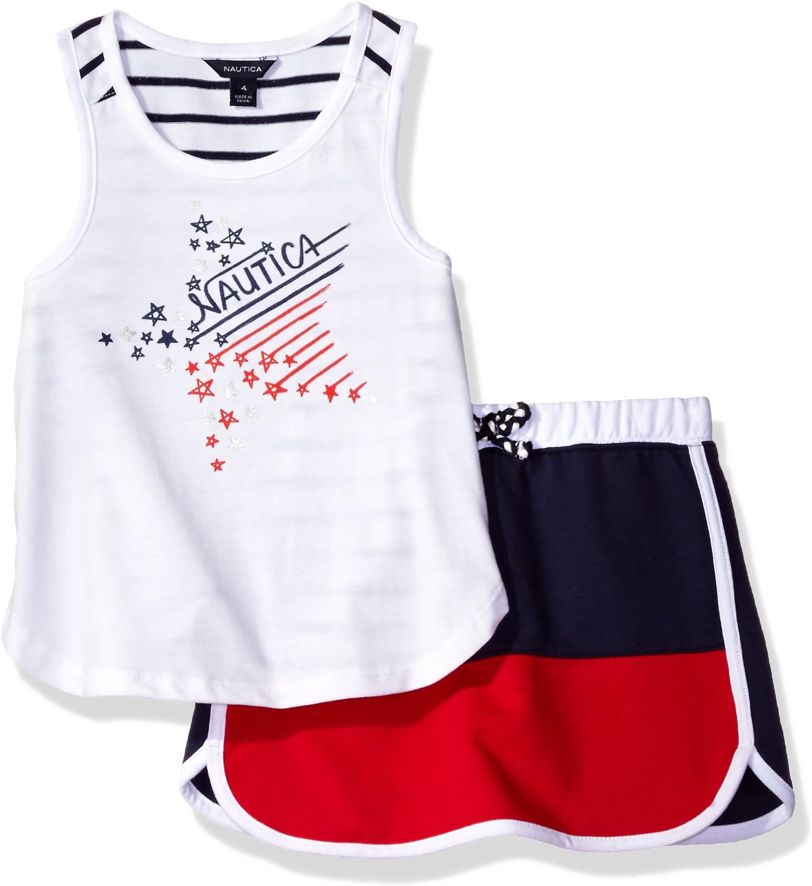 Nautica Girls Graphic Tee Shirt and Fashion Short Set