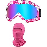immoono Motocross Goggles with Balaclava, ATV Dirt Bike Motorcycle UTV MX OTG Offroad Riding Skiing Goggles for Women Girls
