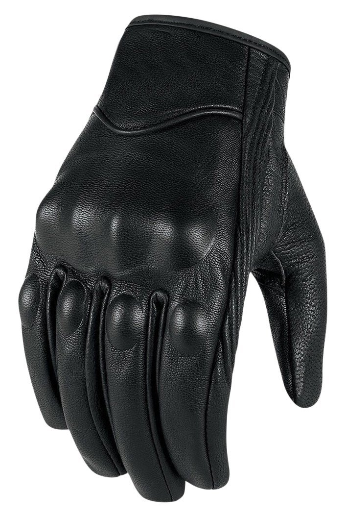 Bikers Gear The Warriors Short Black Leather Summer Cruiser Motorcycle Gloves CE Protection, Black, XL