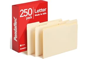 Pendaflex Essentials File Folders, Letter Size, 1/3 Cut, Manila, 250 per Box (752250)
