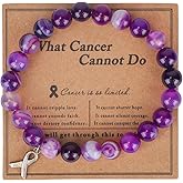 Mikovivi Amethyst Bracelet for Women, Handmade Inspirational Crystal Bracelet with Positive Card Encouragement Gift Adjustable Friendship Jewelry for Women Get Well Soon