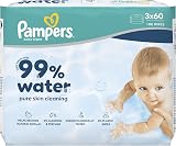 Pampers 99% Water Baby Wipes Plastic Free 3 Packs of 60 Light Lotion view 2