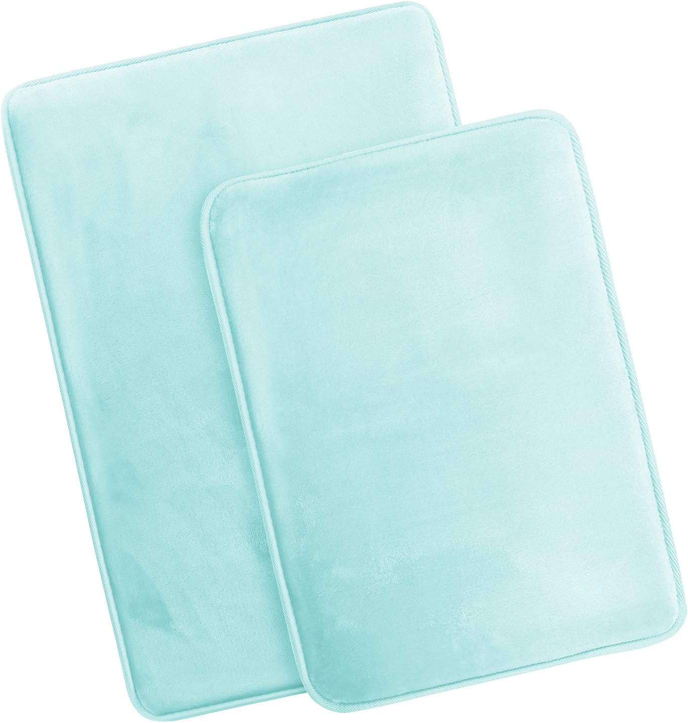 Amazon Com Clara Clark Memory Foam Bath Mat Ultra Soft Non Slip And Absorbent Bathroom Rug Set Of 2 Small Large Aqua Light Blue 2 Count Home Kitchen