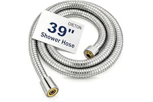 OIETON 39 Inch Short Shower Hose for Bidet Sprayer & RV Wet Bath - Flexible Stainless Steel Replacement for Utility Sinks- Br