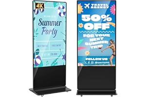 YCKJNB 65 inch Indoor Digital Signage with Player Box,4K UHD 2160p LCD Screen IPS Floor Standing Digital Kiosks Interactive Displays with WiFi HDMI/USB Input Auto AD Player, Android OS Black