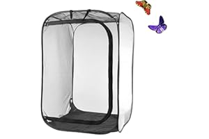 Stick Insect Enclosure, Collapsible Butterfly Cage Transparent Insect Cage Net with Zipper and Handle Portable Caterp illar B