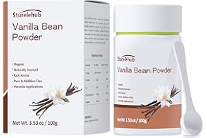 Sturelehub Vanilla Bean Powder, 3.53oz / 100g, 100% Pure Ground Vanilla Bean Powder, No Additives, Vegan, Great for Coffee, Desserts, Cooking, Baking