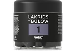 LAKRIDS BY BÜLOW - 1 - Black Licorice - Sweet - 5.3 oz - Vegan Gourmet Licorice from Scandinavia - Gluten Free & Gelatine Free - Swedish Candy Alternative