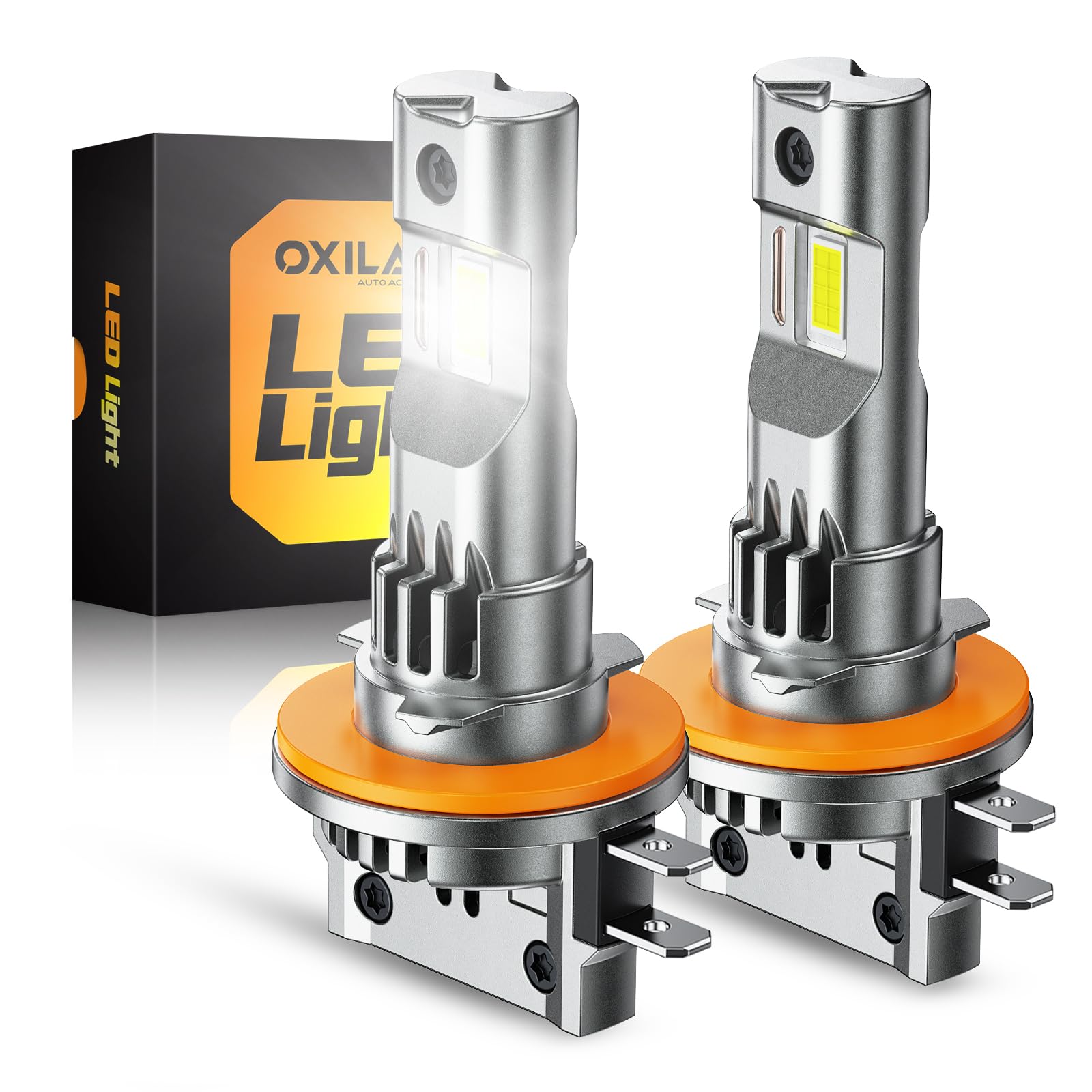 OXILAM H11B LED Light Bulbs, 1000% Ultra-Bright, 1:1 Halogen Size H8B/H9B Fog Lights, 5 Min Quick Install, 6000H Lifespan, No Flicker, 99% Compatibility, Pack of 2 Image