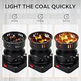 REAMIC Electric Charcoal Burner 500W Hot Plate Black UK Plug Coconut Coal view 6