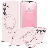 YEMORAN Designed for Samsung Galaxy S25 6.2'' with Magnetic Ring Stand[Compatible with Mag-Safe][Military-Grade Protection] Slim Liquid Silicone S25 Phone Case for Men Wowen,Pink