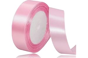 LIFETASTIC Pink Satin Ribbon, Fabric Light Pink Silk Ribbon 1 Inch x 25 Yards for Flower Bouquet, Valentine Gift Wrapping, Crafts, Hair Bows Making, DIY Handmade Projects, Wedding Parties