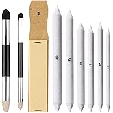 Haojiaho Blending Stump, 9pcs Blending Stumps, Blending Sponge Pens and Sandpaper Pencil Sharpener, Washable &amp; Reusable, Tortillions Paper Art Blenders for Student Artist Charcoal Sketch Drawing