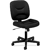 HON ValuTask Armless Desk Chair, Padded Mesh Low Back, Ergonomic Tilt-Tension Recline Control, Swivel Rolling Wheels - Small Office Chairs for Bedroom, Dorm, Small Spaces, Computers
