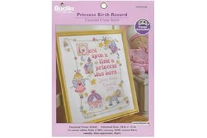 Bucilla Counted Cross Stitch Birth Record Kit, 10 by 13-Inch, 45328 Princess