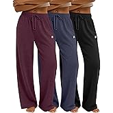 Neer 3 Pack Women's Yoga Pants Loose Casual Wide Leg Sweatpants High Waist Lounge Drawstring Stretch Pants with Pockets
