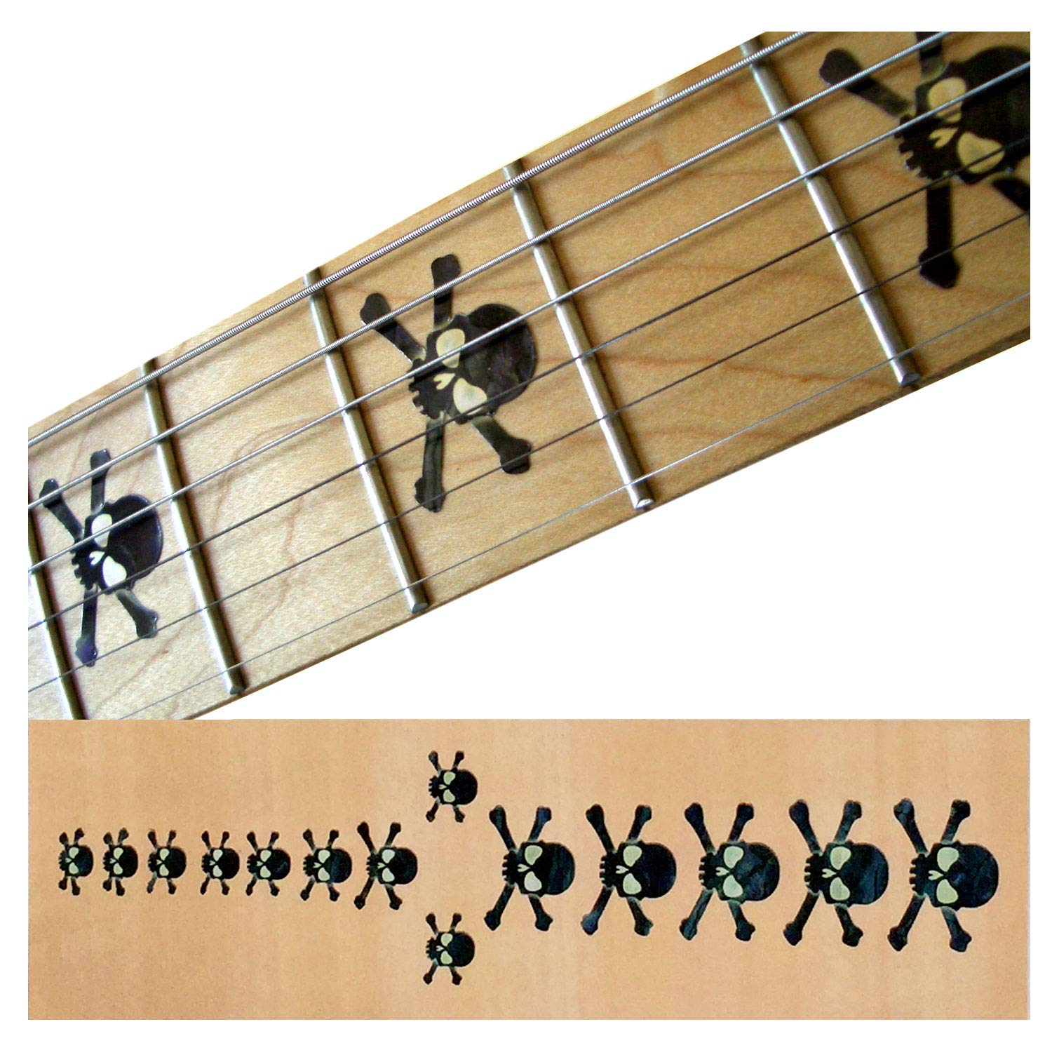 Inlaystickers Fret Markers for Guitars & Bass - Skulls - Black Pearl