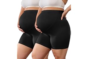 BONVIGOR Buttercloud Maternity Shorts Over The Belly - 5" Plus Size Pregnancy Biker Shorts Women Workout Yoga (L-5XL)