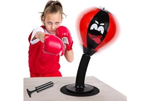 BOXOB Desktop Punching Bag, Desk Boxing Bag with Suction Cup Counter Top Stress Relief Punching Bag Fun Punch Rage Bag, Funny White Elephant Gifts for Kids Adults Coworkers Friends Office