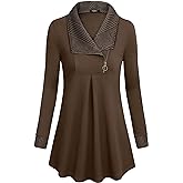 VALOLIA Women's Casual Swing Sweatshirt Long Sleeve Zipper Lapel Fashion Pullover Tunic
