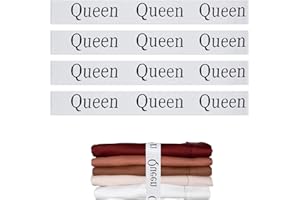 QOECYCTH 4PCS Bed Sheet Organizer Bands, Storage Labels and Sheet Keepers for Linen Closet - Elastic Bedding Straps for Foldable Bedsheet, Pillow Case, Duvet (Queen)