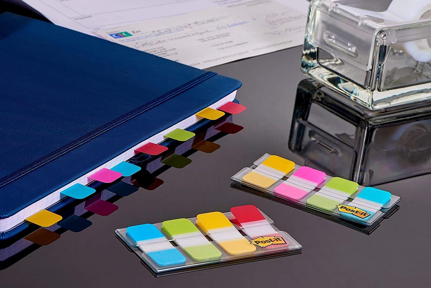 Post-it Tabs.625 in. Solid, Aqua, Lime, Yellow, Red, Durable, Writable, Repositionable, Sticks Securely, Removes Cleanly, 10/Color, 40/Dispenser, (676-ALYR) - Pack 5 : Office Products