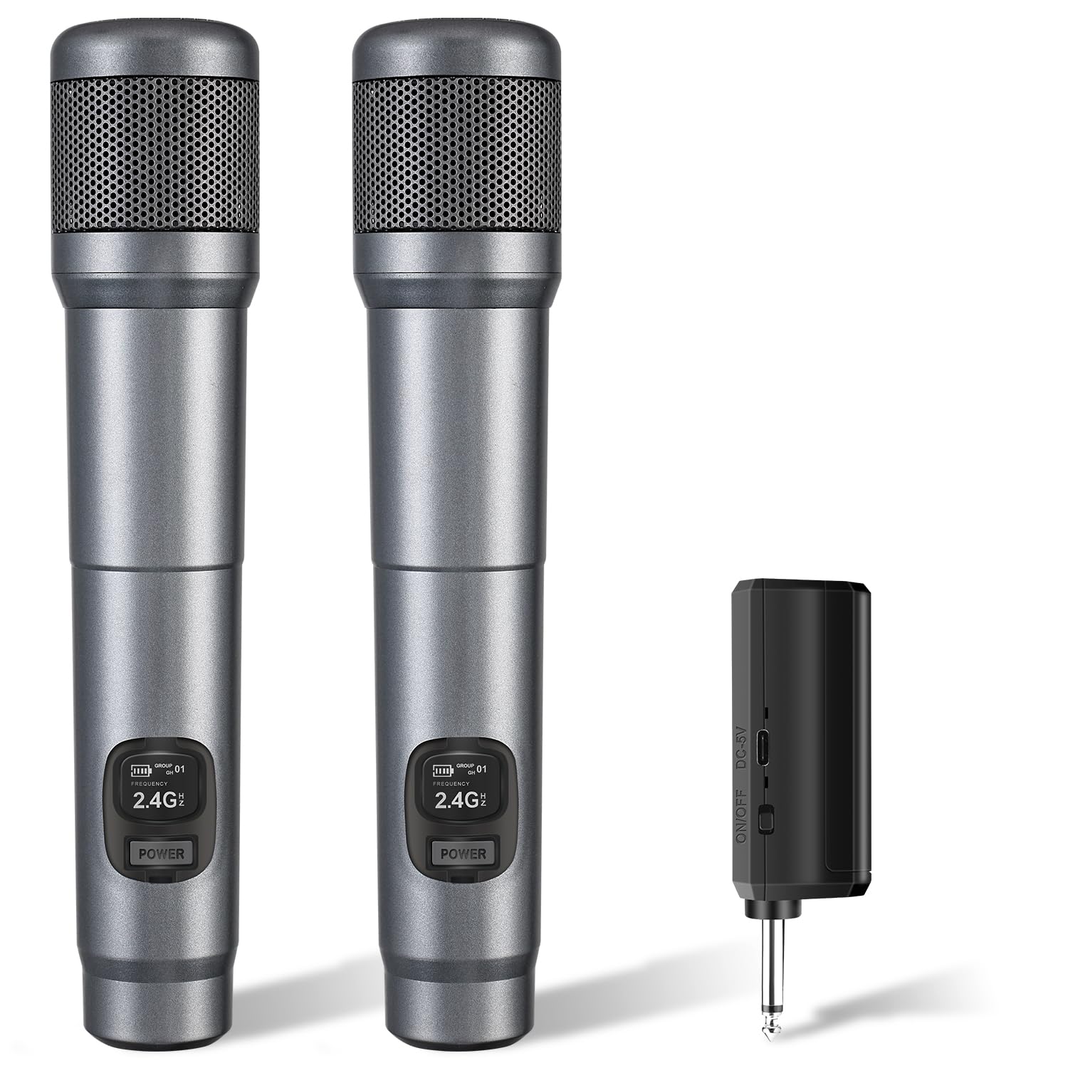 Photo 1 of LUVUMVLT Wireless Microphone, Dual Handheld Dynamic Mic with Rechargeable Receiver, 40H Duration, 200ft Range, Plug and Play, Karaoke Microphone for Singing, Karaoke, Meeting, Church, Wedding