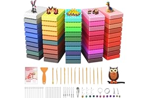 FLYCOOST Polymer Oven-Bake Clay 50 Color Starter Kits, Modeling Sculpting Clay with Sculpting Tools, Accessories， Kids Arts and Crafts Gifts.