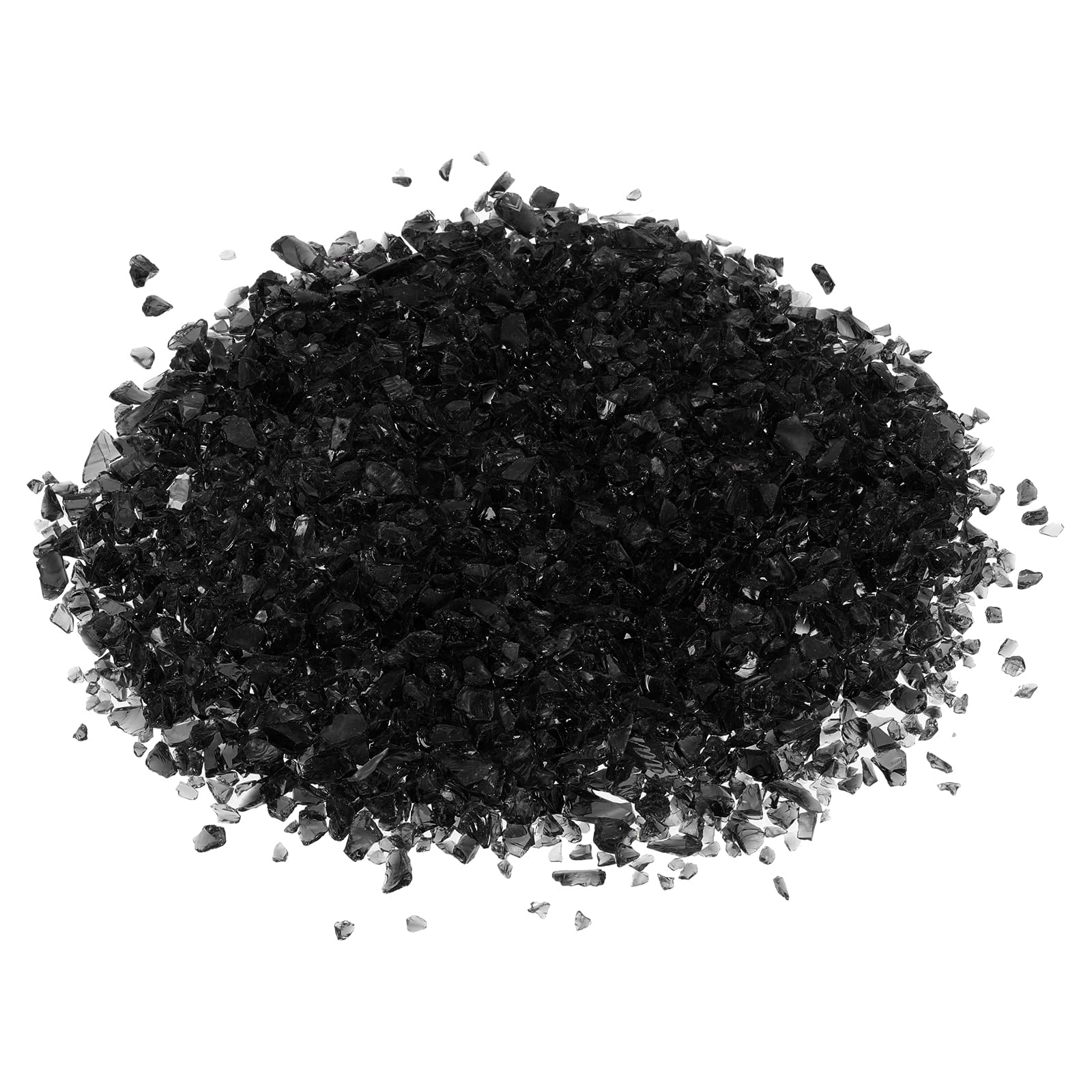 PATIKIL Decorative Glass Gravel 450g/1lb 3-6mm, Irregular Glitters Stone Beads Chips Broken Crushed Fire Glass for Craft Vase Filler Fish Tank Aquarium, Black