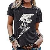 Western Cowgirl Shirt Women Trendy Vintage Rock and Roll T-Shirt Boho Desert Tee Tops