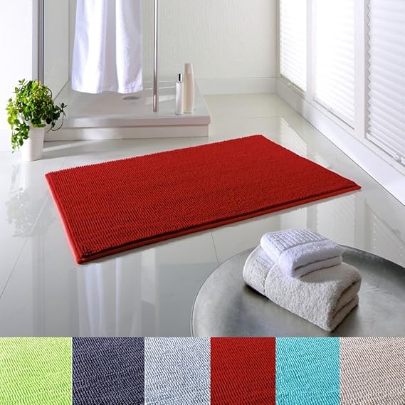 Dreamhome Weiche Rutschfeste Absorbierende Badezimmermatte Badematte Chenille Struppige 65x110 Badezimmer Flor Teppich Badtep