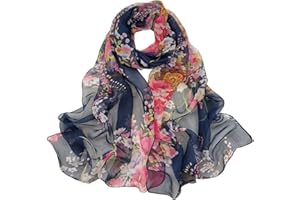Pokeedioty Scarfs for Women Lightweight Fashion Scarves Elegant Floral Pattern Sheer Scarfs