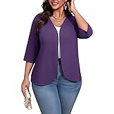 POSESHE Womens Plus Size Cardigan Sweater 2025 Summer Short Sleeves Lightweight Knit Open Front Casual Loose Cardigan