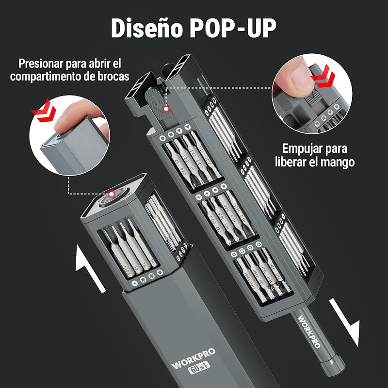 Destornilladores Precisión 60 en 1, Puntas Magnéticas CR-V