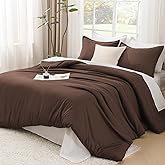 Litanika Brown Comforter Set Queen Size, 3 Pieces Lightweight Solid Bedding Comforter Set, All Season Fluffy Bed Set (90x90In Comforter & 2 Pillowcases)
