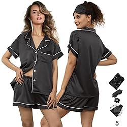 WJing Yi Jia 5Pcs Womens Soft Satin Pajama Set