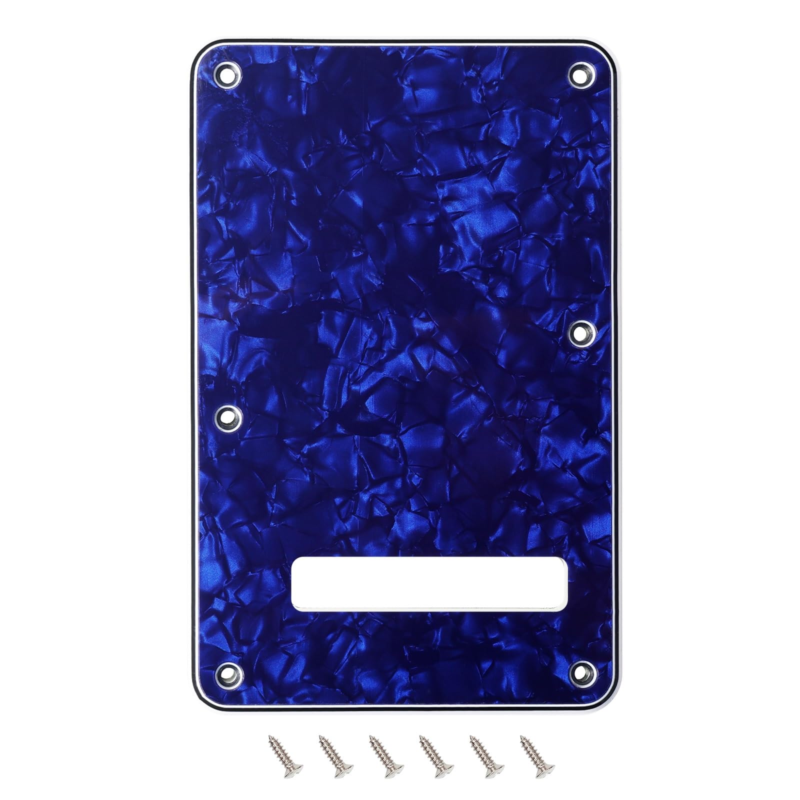 Banworks Electric Guitar 4 Ply Backplate 6-Hole Trem Tremolo Cover for USA/Mexican Standard Strat ST JT/HGB-01 Blue Pearl