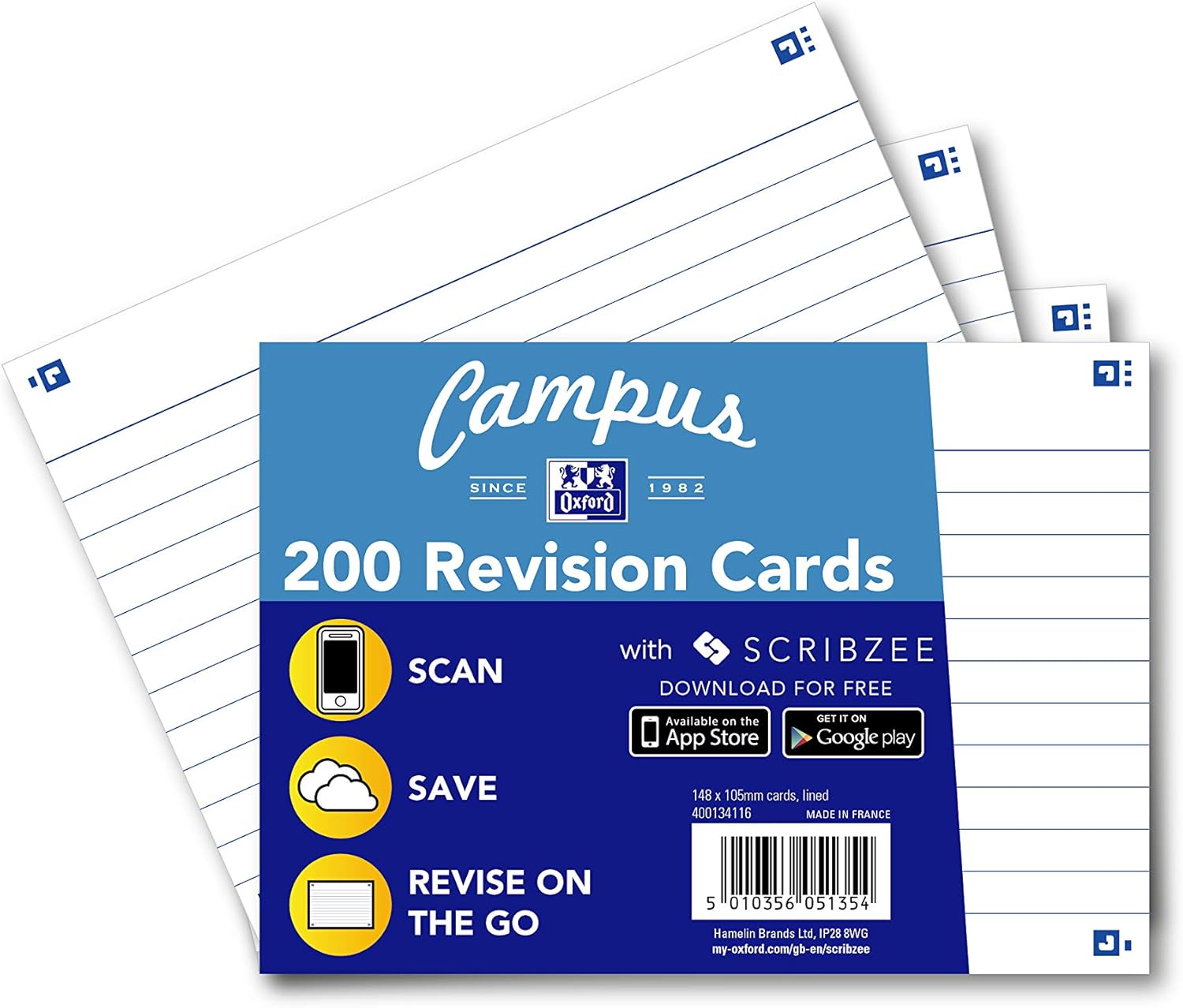 Oxford Campus Record Cards, Ruled, A6, White, 200 Cards Amazon.co.uk