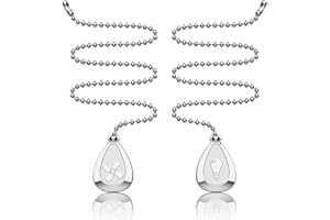 SUR-CIEL 2PCS Ceiling Fan Pull Chain, Fan Pull Chain Extension, Pull Chains for Ceiling Fans and Lights, Light Pull Chain with 12 Inches 3mm Diameter Beaded Ball Chain, Silver
