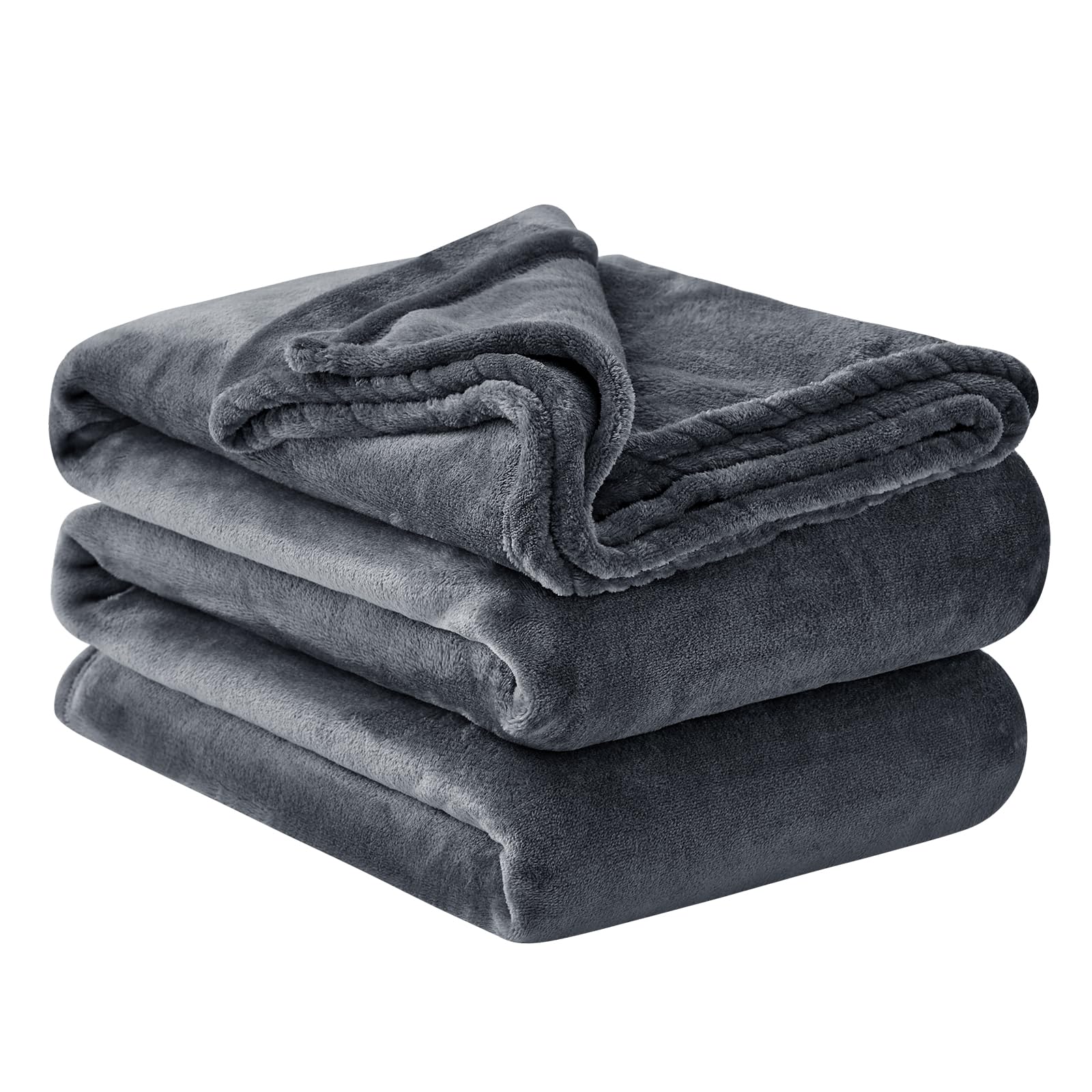 Aisbo Fleece Throw Blanket Dark Grey - Versatile Soft Warm Super King Size Blanket Fluffy Extra Large Throws for Bed, Cozy Solid Flannel Blanket for Sofa Couch, 230x270cm Dark Gray