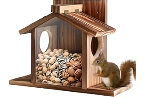 GNODRY Gnodary Squirrel Feeders for Outside, Durable Squirrel House for Outdoor - Chipmunk Feeder, Squirrel Food for Backyard Squirrels Hold Corn, Corn Cob, Peanuts (Beige Brown)