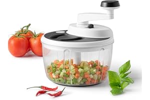 Starfrit Pro Food Processor & Mixer 3-in-1 Manual Food Chopper, Whisk & Salad Spinner, Ice Crushing Blades, 2 Speeds, 1L Bowl