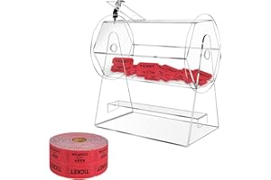Federedevo Acrylic Raffle Ticket Spinner Raffle Drum Drum, Clear Raffle Drum with 2000 Red Raffle Tickets & 2 Keys, for Lottery Games Bingo-11 x 11 x 6.2 inches