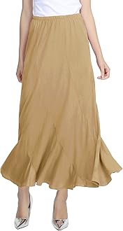 Urban CoCoWomen's 2024 Vintage Elastic Waist A-Line Pleated Loose Long Midi Skirt